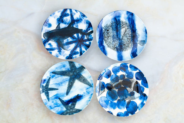 Thomas Paul Shibori Sea Life Side Plate Set of 4 