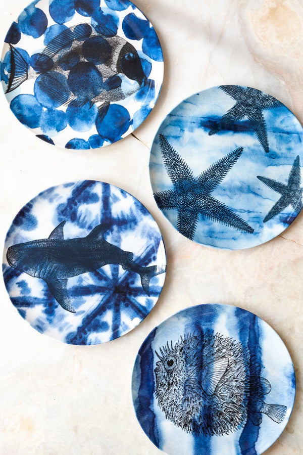 Thomas Paul Shibori Sea Life Side Plate Set of 4 