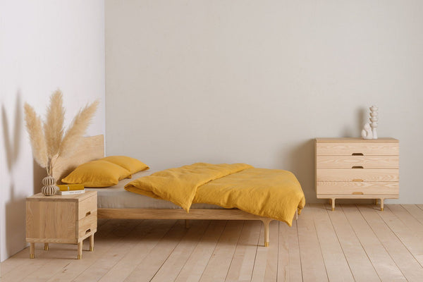 Kalon Simple Bed Ash Full Headboard Brass