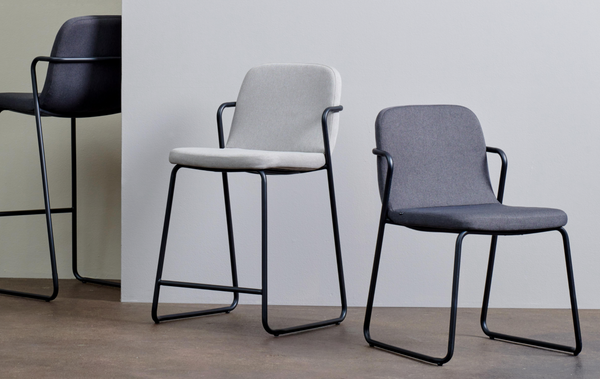 M.A.D. Zag Counter Stool Black Base / Graphite Grey Seat 