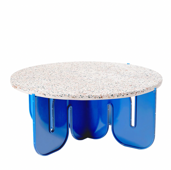 BEND Wave Table White Clear Glass Top 