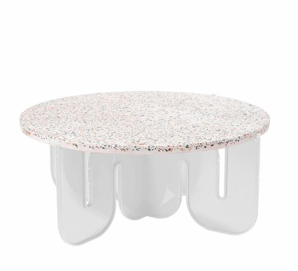 BEND Wave Table White Clear Glass Top 