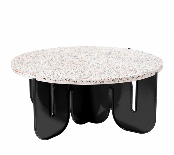 BEND Wave Table White Clear Glass Top 