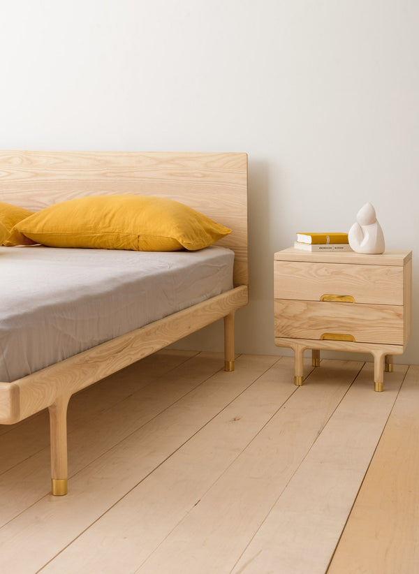 Kalon Simple Bed Ash Twin Headboard Wood