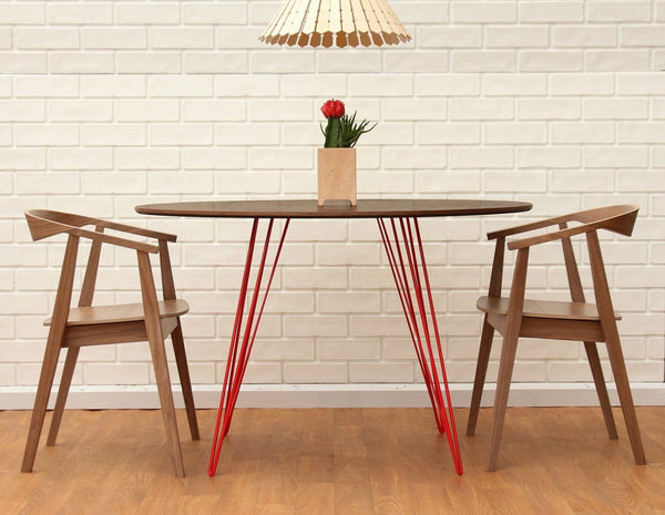 Tronk Williams Dining Table - Circular Blood Red Small Maple