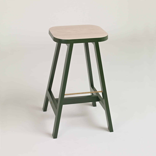 Another Country Bar Stool Three Beech - Oxford Green 18.6" W x 17.7” D x 25.6” H 