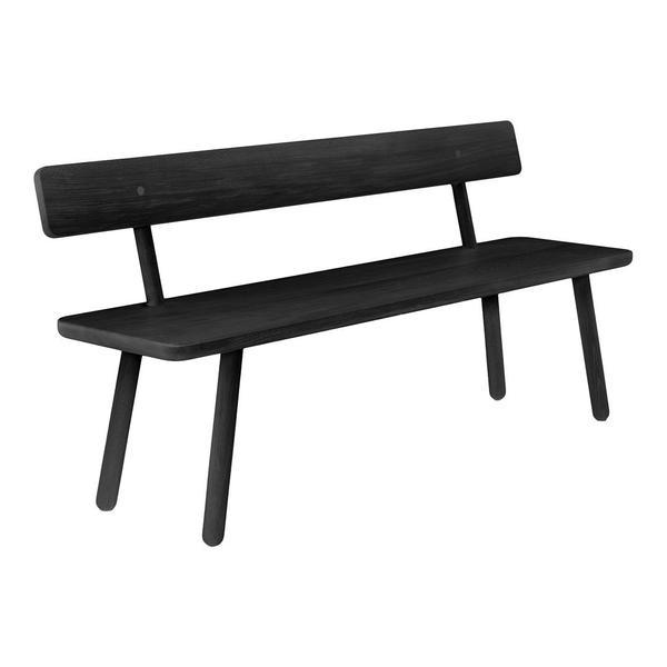 Another Country Bench One - w/ Back Ash - Black Painted 55" W x 13.75" D x 17.38" H 
