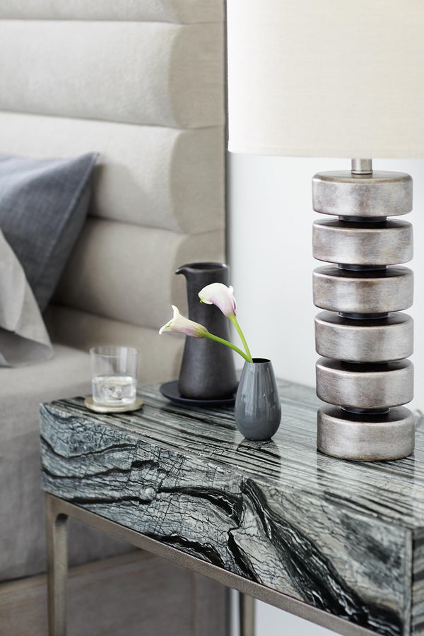 Bernhardt Linea Black Forest Marble Nightstand