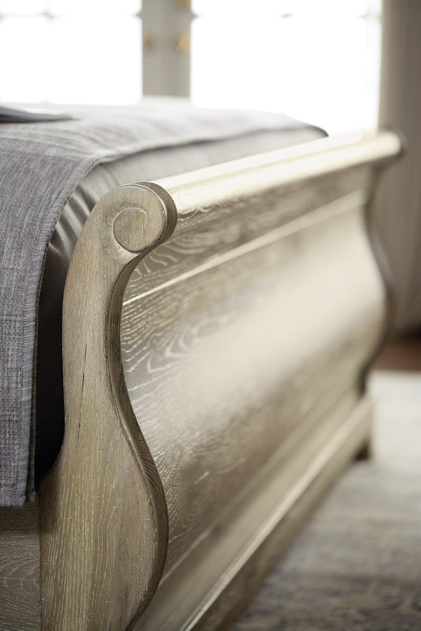 Bernhardt Rustic Patina Upholstered Sleigh Bed