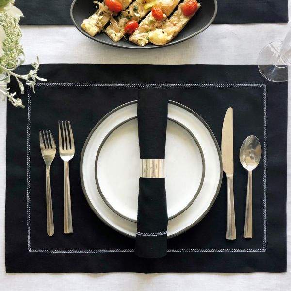 Huddleson Hemstitch Linen Placemats - Set of 2