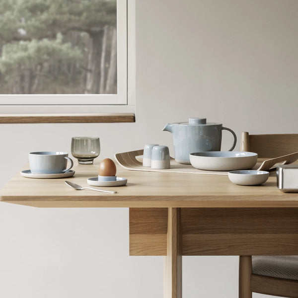Blomus Sablo Ceramic Stoneware Tea Cups & Saucers - Set of 2