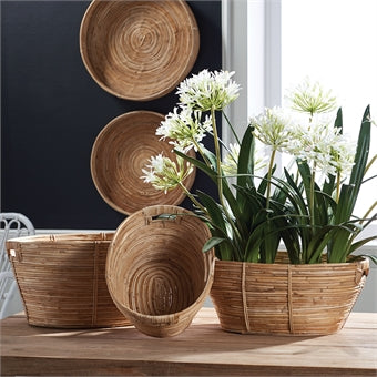 Napa Home & Garden Cane Rattan Rectangular Baskets - Set of 3