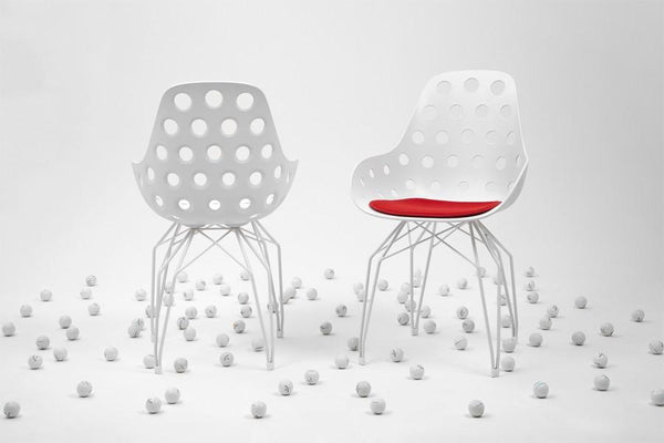 Kubikoff Diamond Dimple Chair White Chromium Plated No Seat Pad