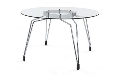 Kubikoff Diamond Dining Table Chrome White Round Glass Top 