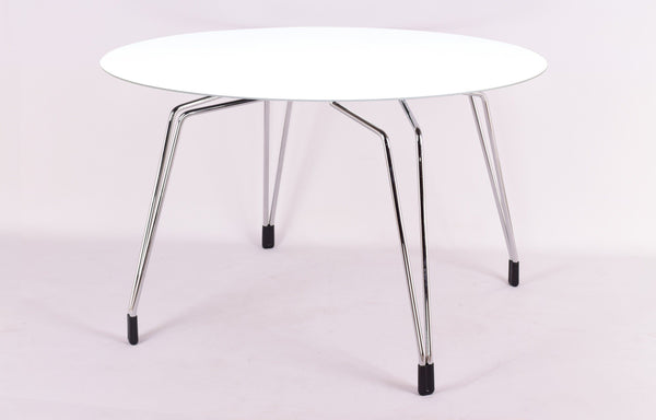 Kubikoff Diamond Dining Table Chrome White Round Glass Top 