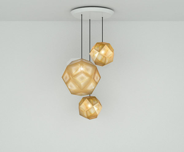 Tom Dixon Etch Brass Trio Round Pendant System 