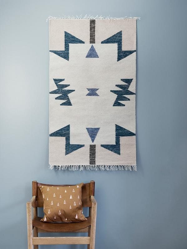 Ferm Living Kelim Rug Blue Triangles Large 