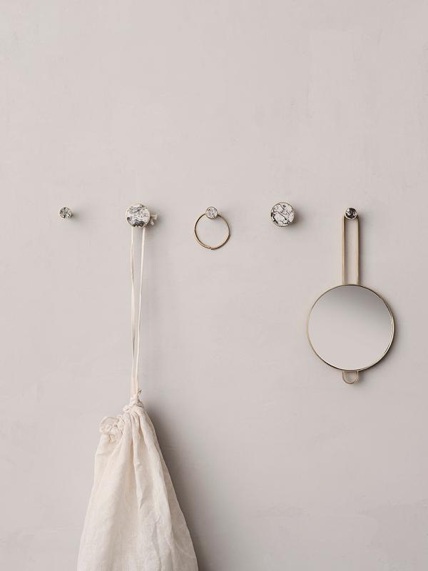 Ferm Living Hook - Brass & Marble | Small Agate Moss 