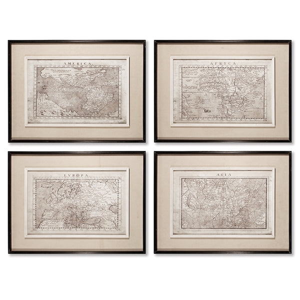 Napa Home & Garden Old Map Prints - Set of 4