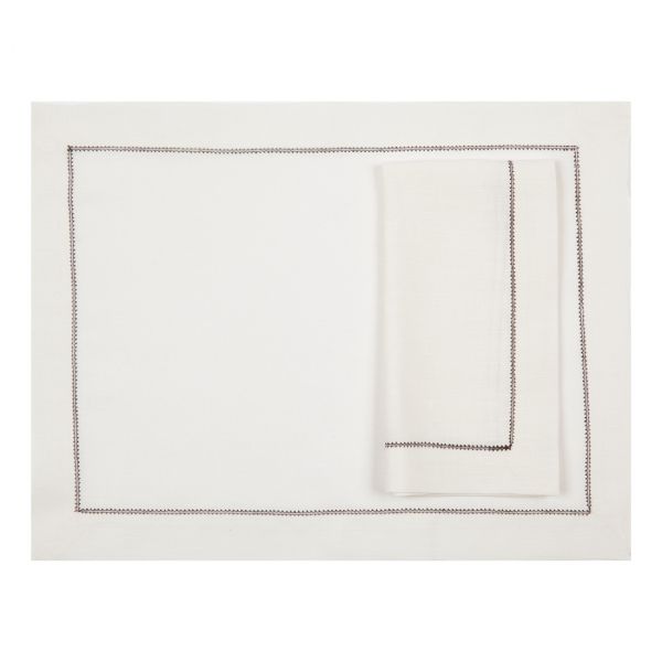 Huddleson Hemstitch Linen Placemats - Set of 2