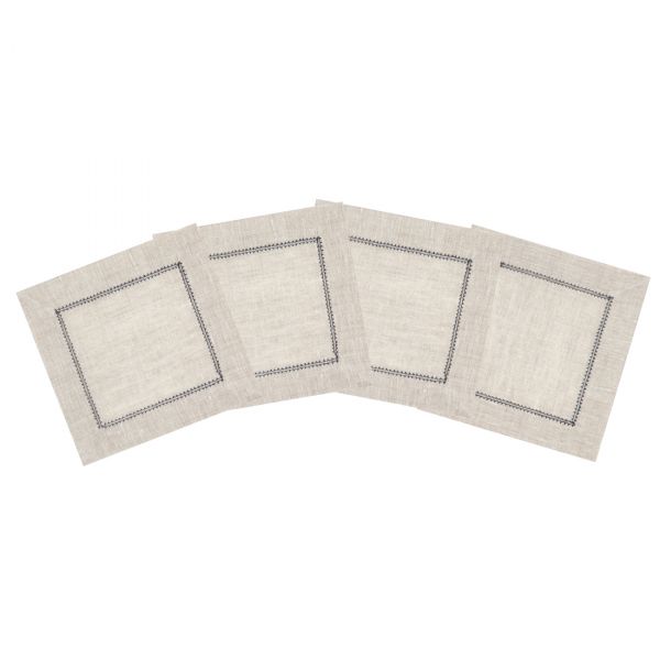 Huddleson Hemstitch Linen Cocktail Napkin - Set of 4