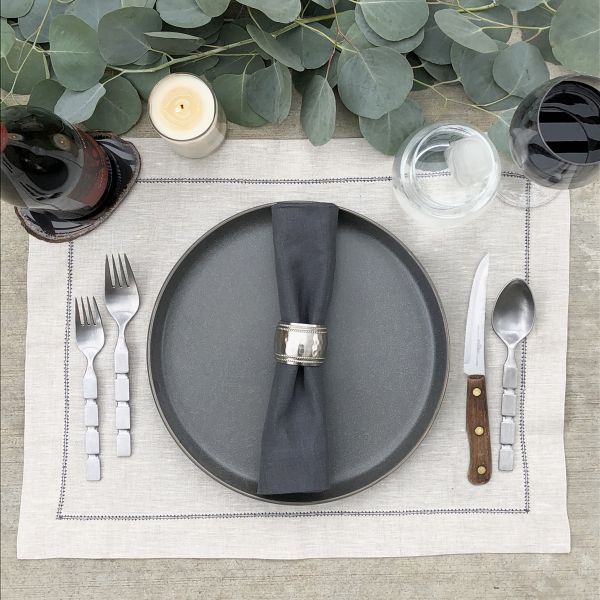 Huddleson Hemstitch Linen Placemats - Set of 2