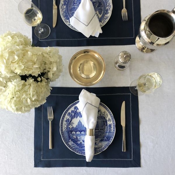 Huddleson Hemstitch Linen Placemats - Set of 2