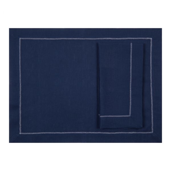 Huddleson Hemstitch Linen Placemats - Set of 2