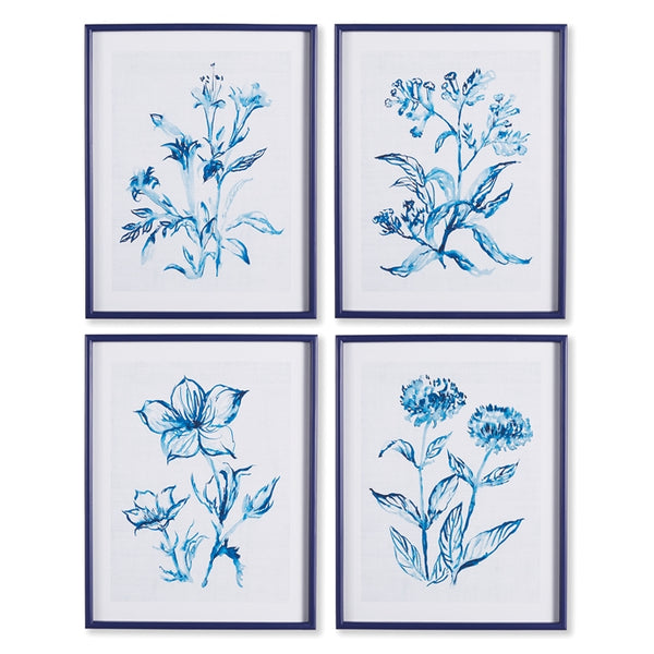 Napa Home & Garden Indigo Watercolor Botanical Prints - Set of 4