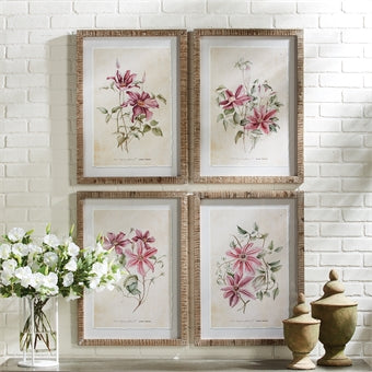 Napa Home & Garden Pink Clematis Prints - Set of 4