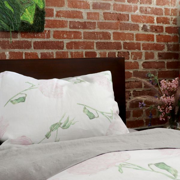 Huddleson Peony Linen Pillowcases - Set of 2