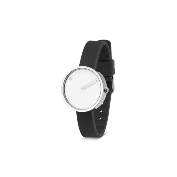 Picto 30mm White - Polished Steel 