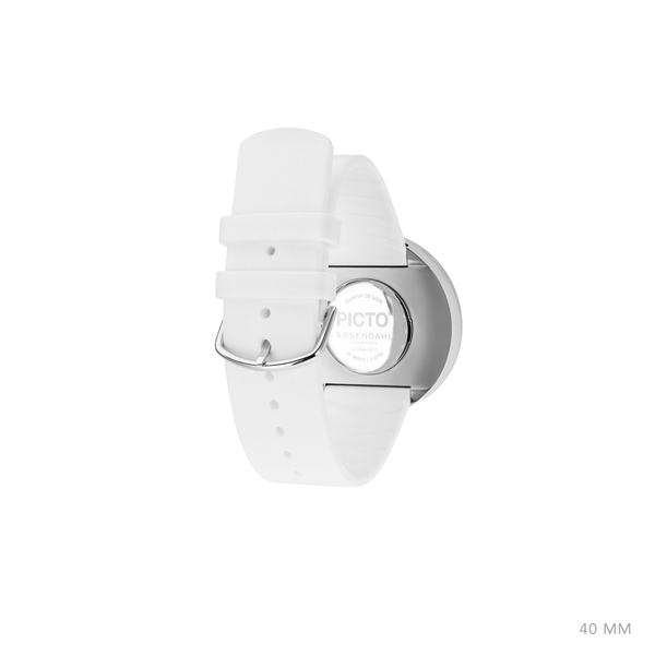 Picto 40mm White - Polished Steel 