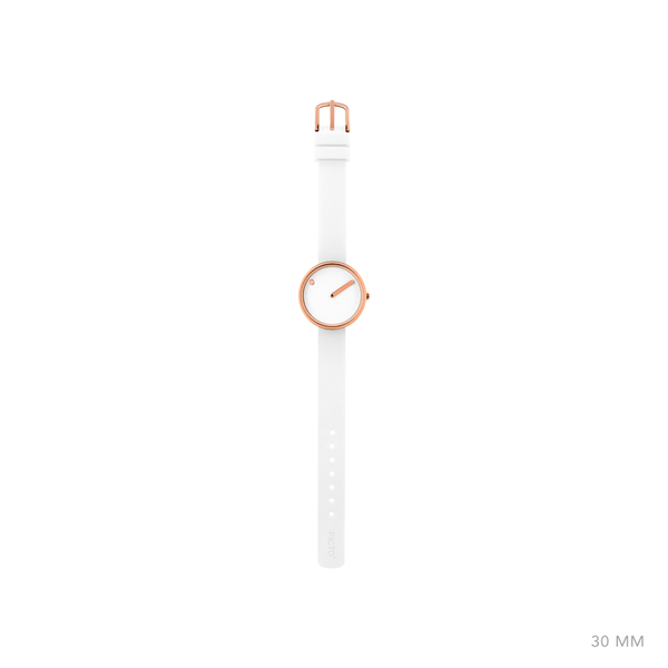 Picto 30mm White - Polished Rose Gold 