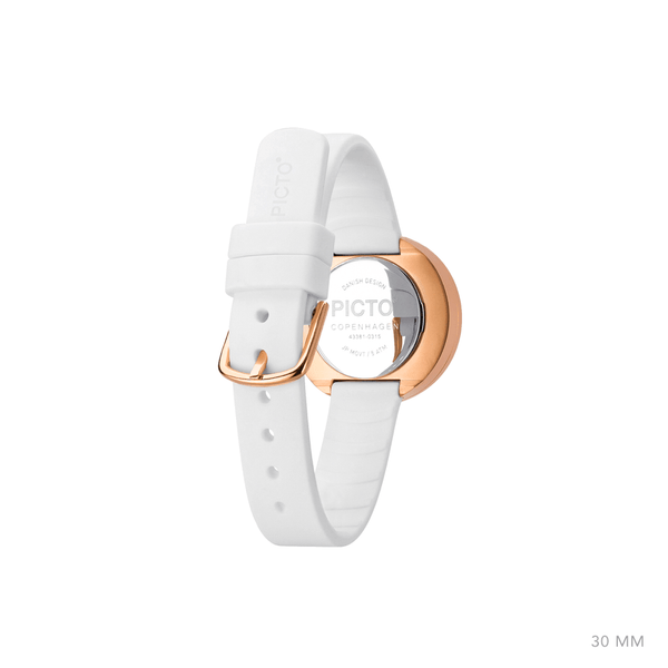 Picto 30mm White - Polished Rose Gold 