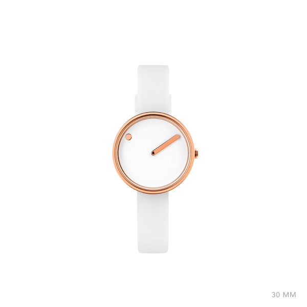 Picto 30mm White - Polished Rose Gold 