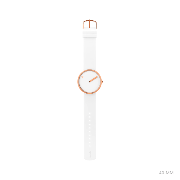 Picto 40mm White - Polished Rose Gold 