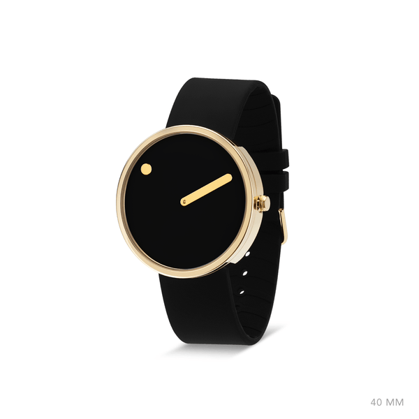 Picto 40mm Black - Polished Rose Gold 
