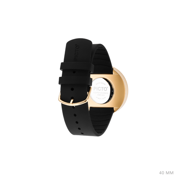 Picto 40mm Black - Polished Rose Gold 