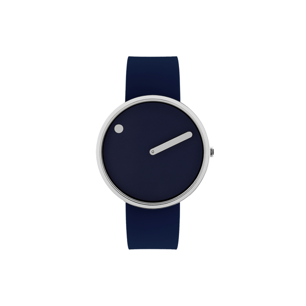 Picto 40mm Navy Blue - Polished Steel 