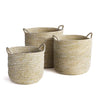 Napa Home & Garden Rivergrass Round Baskets w/ Handles - Set of 3