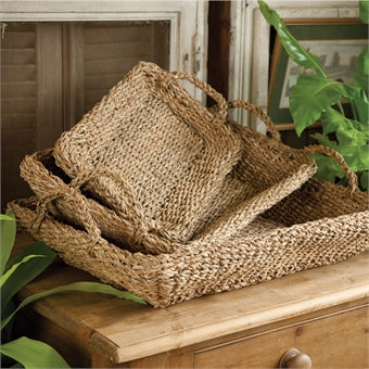 Napa Home & Garden Seagrass Trays w/ Handles - Set of 3