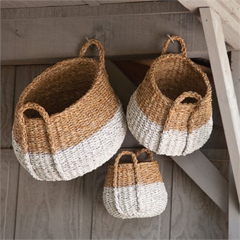 Napa Home & Garden Seagrass Round Baskets w/ Handles - Set of 3