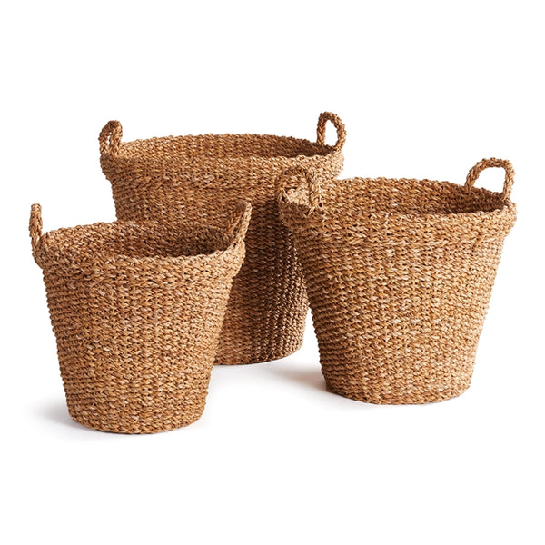 Napa Home & Garden Seagrass Tapered Baskets w/ Handles - Set of 3