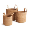 Napa Home & Garden Seagrass Round Baskets w/ Long Handles - Set of 3