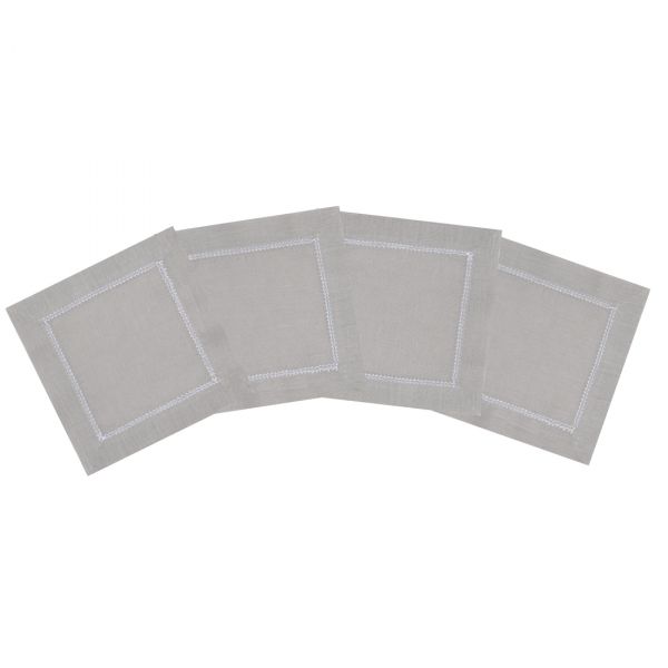 Huddleson Hemstitch Linen Cocktail Napkin - Set of 4