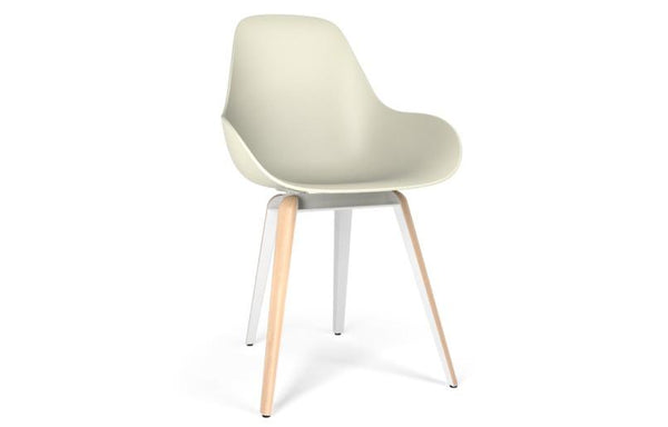 Kubikoff Slice Dimple Closed Chair White White Powder Coated Metal + Natural Ash No Seat Pad