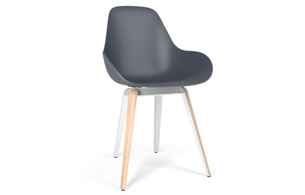 Kubikoff Slice Dimple Closed Chair White White Powder Coated Metal + Natural Ash No Seat Pad