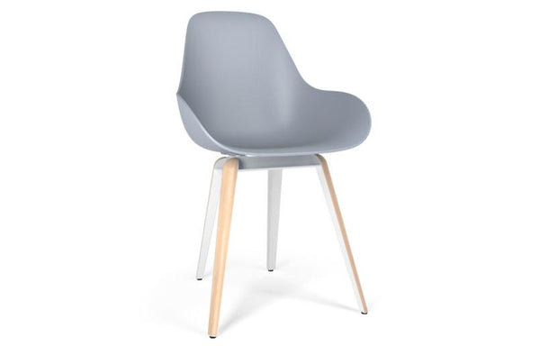 Kubikoff Slice Dimple Closed Chair White White Powder Coated Metal + Natural Ash No Seat Pad