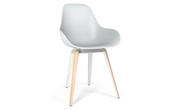Kubikoff Slice Dimple Closed Chair White White Powder Coated Metal + Natural Ash No Seat Pad